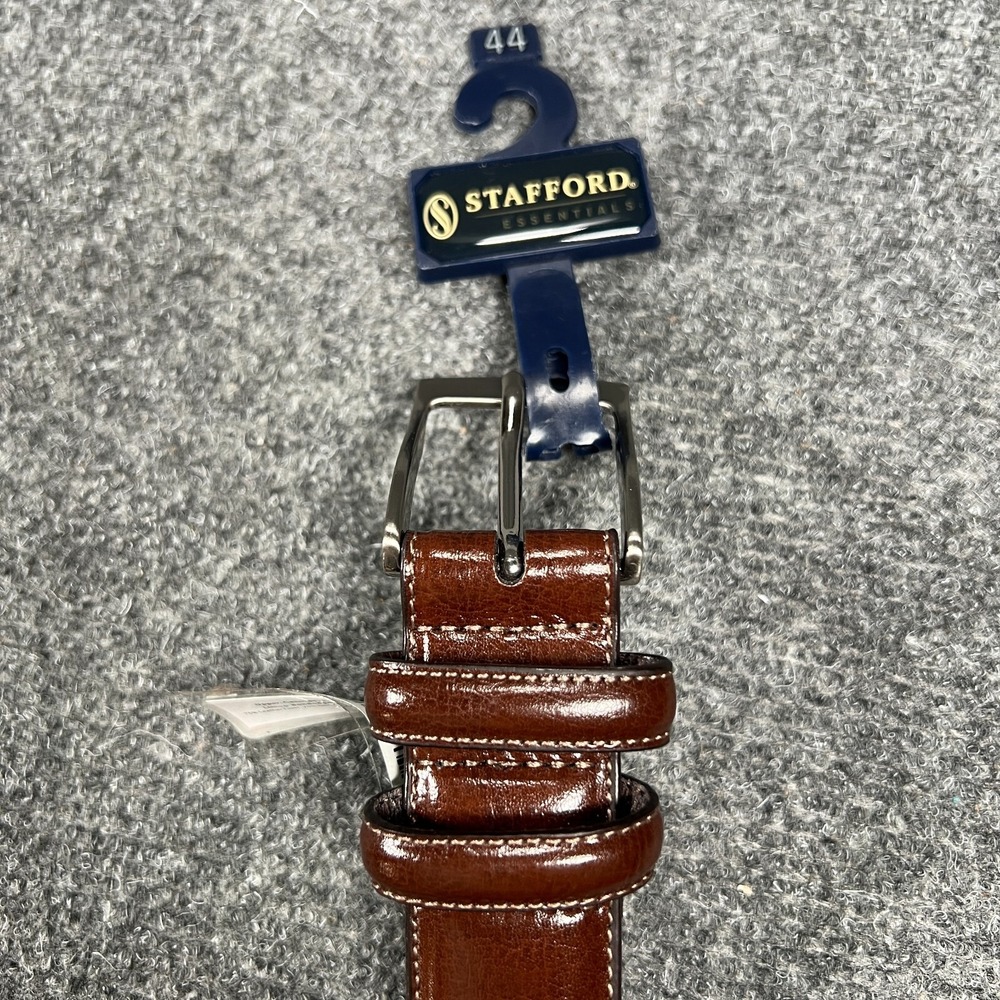 Stafford Mens Belt 44 Brown Genuine Leather New with Tags NWT Dress Casual